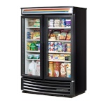 True GDM-35SL-RF-HC-LD - Merchandiser, two-section, (2) glass hinged door, powder coated exterior